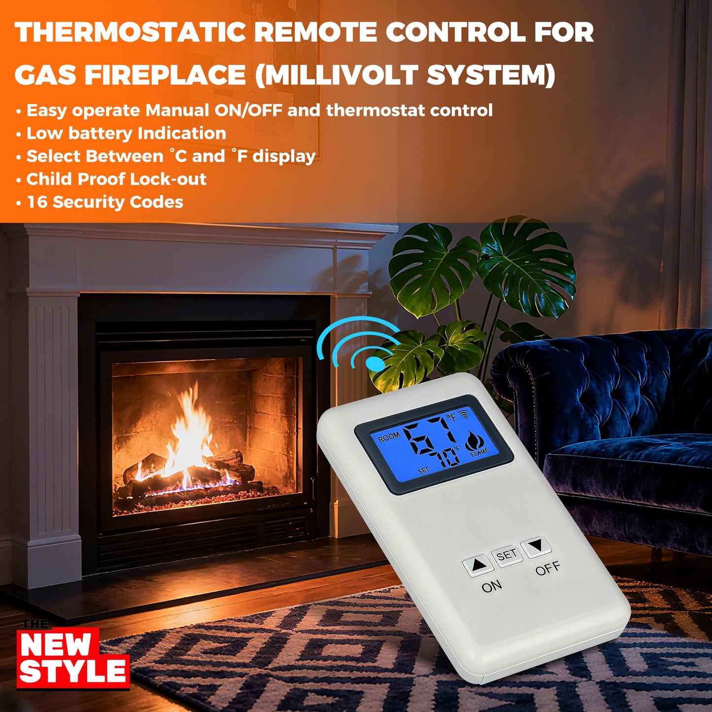 The-New-Style Remote Control ON/Off and Thermostatic Kit for Gas Fireplace ,for Ambient Majestic Vermont-castings skytech monessen etc,Millivolt Gas Valve Fireplaces and Stoves