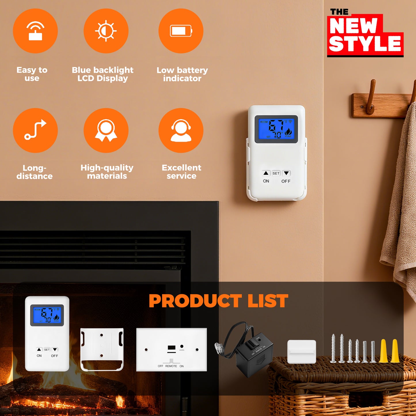 The-New-Style Remote Control ON/Off and Thermostatic Kit for Gas Fireplace ,for Ambient Majestic Vermont-castings skytech monessen etc,Millivolt Gas Valve Fireplaces and Stoves