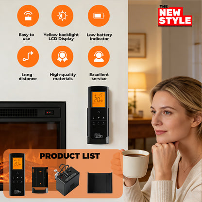 Fireplace Remote Control Kit,Thermostat, On/Off Remote Control, Timer, LCD Screen, Touch Key Buttons for Millivolt Valve System, Replace for skytech 1420-A, 1420TH-A, 1001-A, 1001TH-A and More.