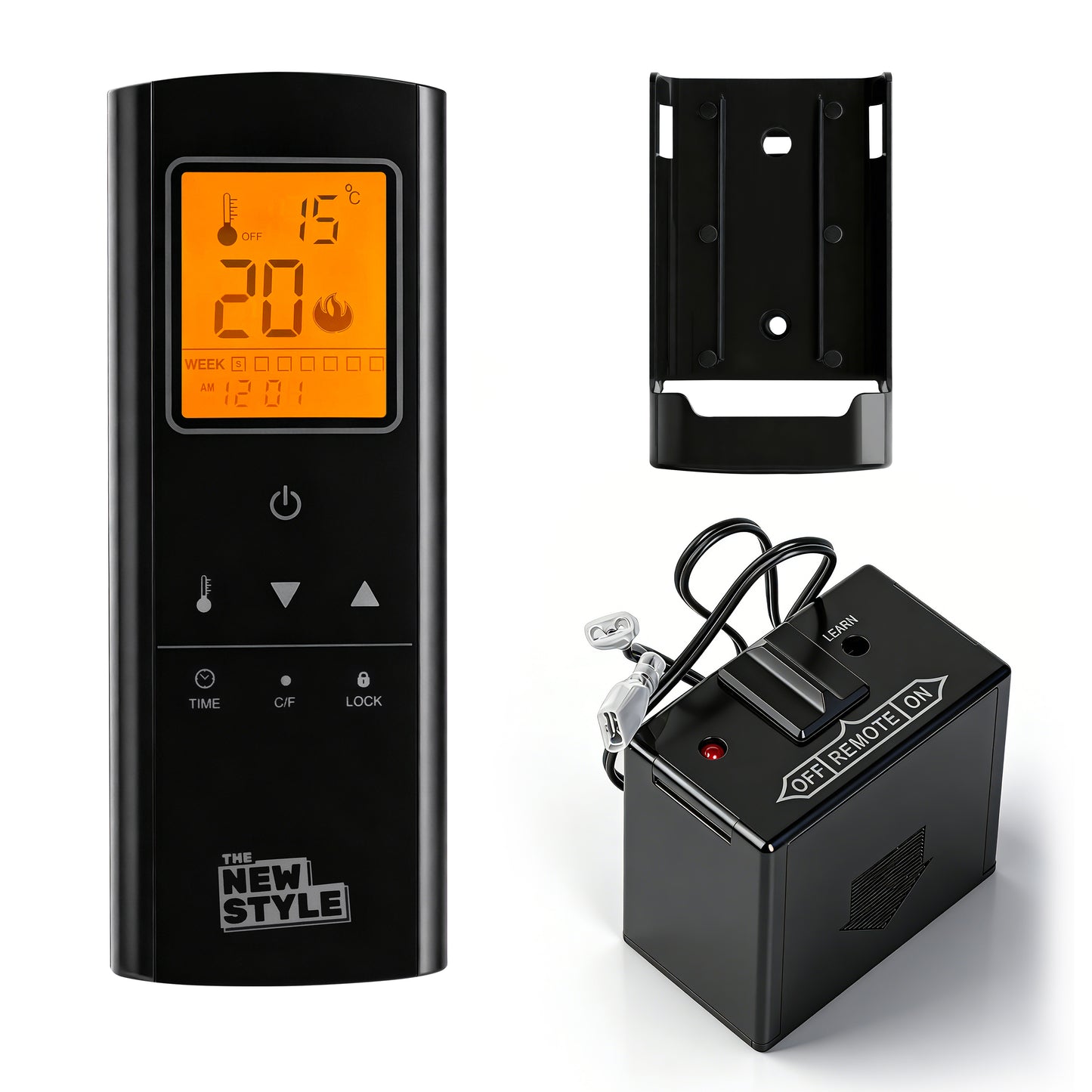 Fireplace Remote Control Kit,Thermostat, On/Off Remote Control, Timer, LCD Screen, Touch Key Buttons for Millivolt Valve System, Replace for skytech 1420-A, 1420TH-A, 1001-A, 1001TH-A and More.