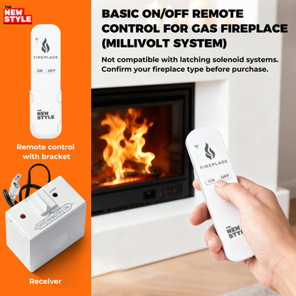 Gas Fireplace Remote Control Kit, On/Off Remote Control,for Millivolt Valve System, Replace for skytech 1420-A,1420TH-A,1001-A,1001TH-A -TX 3001,Napoleon F45,Acumen RCK-IW,and More