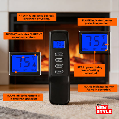 Gas Fireplace Remote Control Kit,Thermostat, On/Off , Countdown Timer,DC Adapter option,for Millivolt Valve System, Replace for skytech 1420-A,1420TH-A,1001-A,1001TH-A, Acumen RCK ,and More
