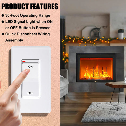 Wall Switch Remote Control Kit,On/Off Wall Mounted Control Set for Millivolt Gas Fireplace Valve System, Compatible with Ambient,Majestic,Skytech,Vermont Fireplace,Fire Pit,Stove and More